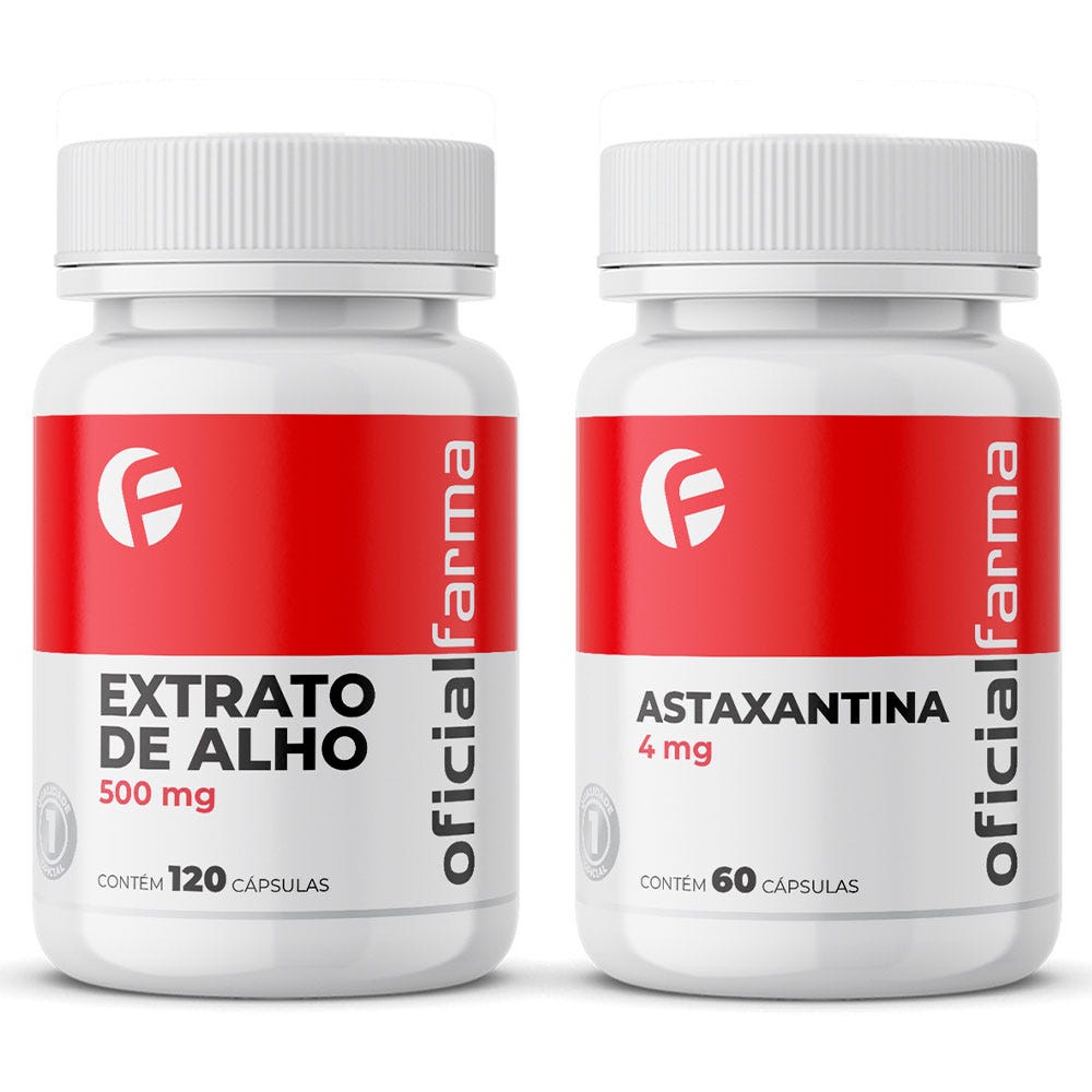 Extrato De Alho 500mg 120 C&aacute;psulas + Astaxantina 4Mg 60 C&aacute;psulas