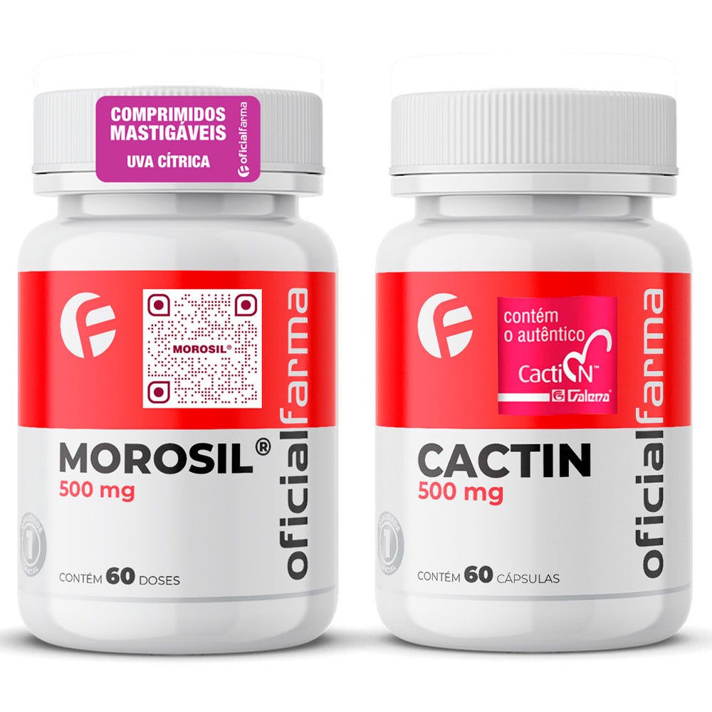 Morosil&reg; 500mg 60 Doses Mastig&aacute;veis + Cactin 500mg 60 C&aacute;psulas