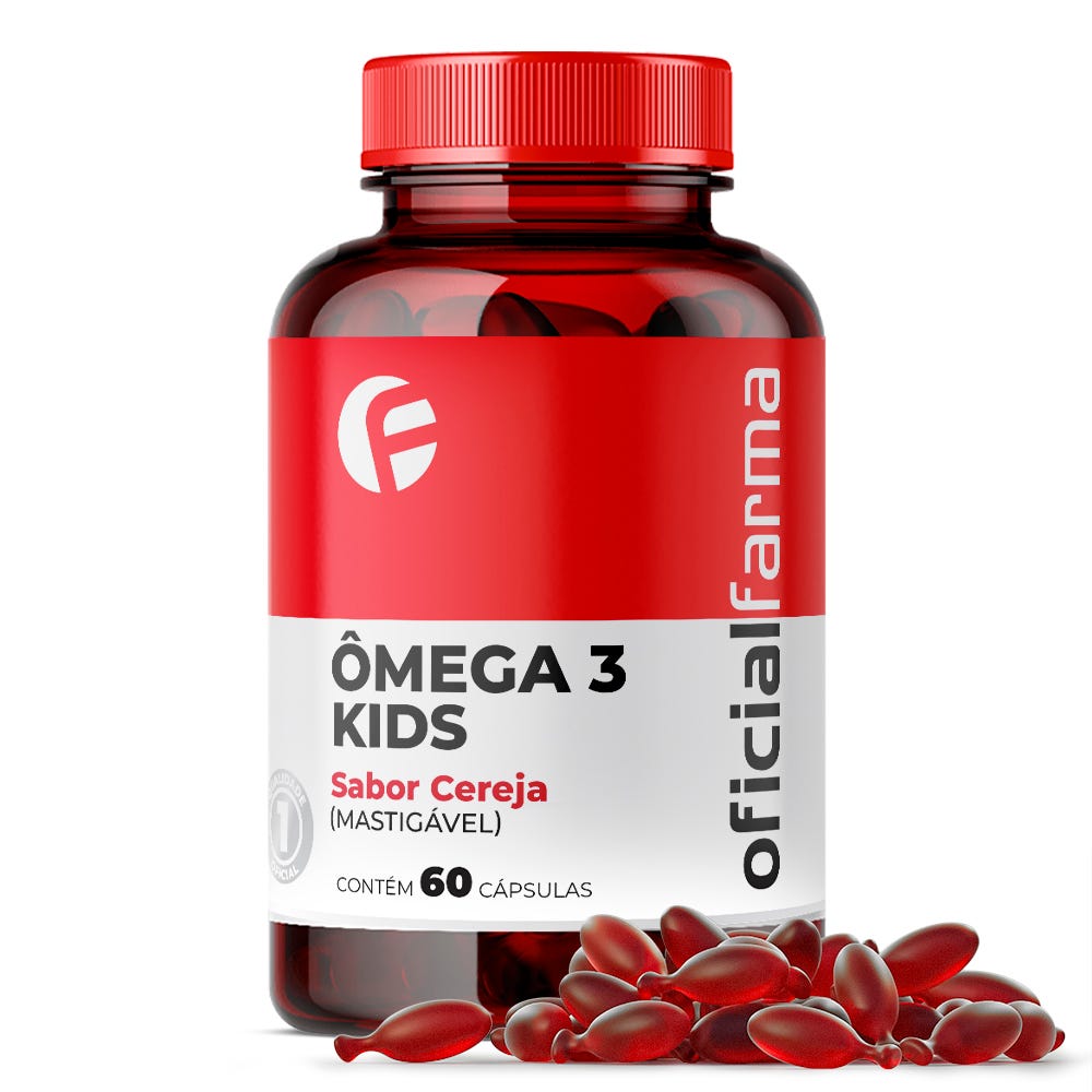 &Ocirc;mega 3 Kids Sabor Cereja 60 C&aacute;psulas Mastig&aacute;veis