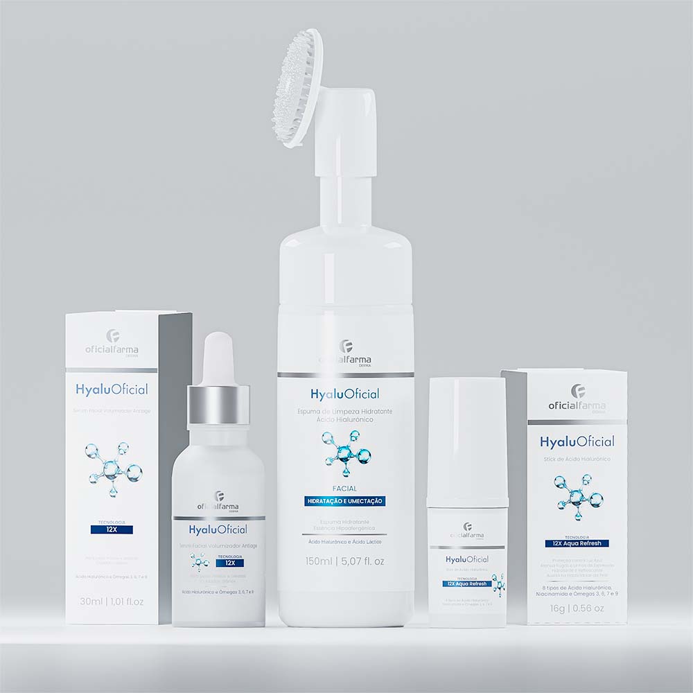 Kit Hyalu Espuma + S&eacute;rum Volumizador 12x + Stick &Aacute;cido Hialur&ocirc;nico 